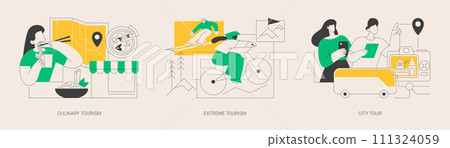 Authentic travel experience abstract concept vector illustrations. 111324059