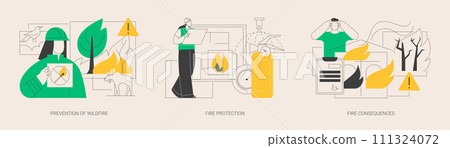 Firefighting service abstract concept vector illustrations. Firefighting service abstract concept vector illustrations. 111324072