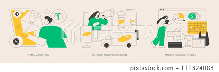 Product marketing campaign abstract concept vector illustrations. Product marketing campaign abstract concept vector illustrations. 111324083