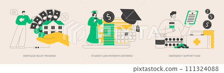 Coronavirus stimulus package plan abstract concept vector illustrations. 111324088