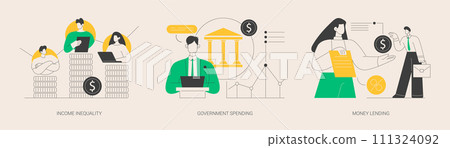 Money distribution abstract concept vector illustrations. Money distribution abstract concept vector illustrations. 111324092