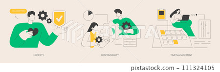 Managing position abstract concept vector illustrations. 111324105