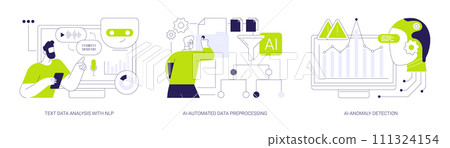AI automation in data analysis abstract concept vector illustrations. AI automation in data analysis abstract concept vector illustrations. 111324154