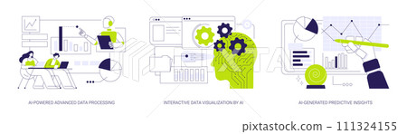 AI-Powered Data Analysis abstract concept vector illustrations. 111324155