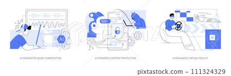 AI for Entertainment industry abstract concept vector illustrations. AI for Entertainment industry abstract concept vector illustrations. 111324329