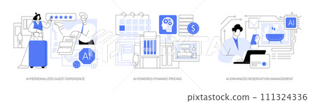 AI in Hospitality management abstract concept vector illustrations. 111324336