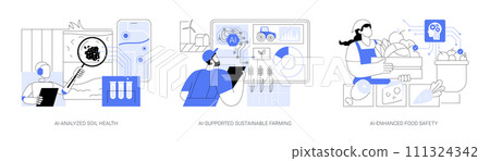 AI Technology in Agriculture abstract concept vector illustrations. 111324342