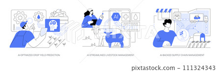 AI in modern farming abstract concept vector illustrations. 111324343