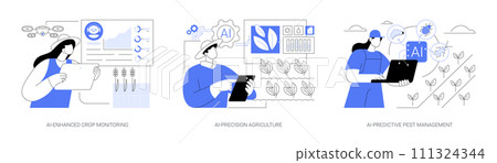 AI in Agriculture abstract concept vector illustrations. AI in Agriculture abstract concept vector illustrations. 111324344