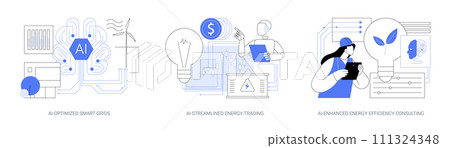 AI in Energy supply abstract concept vector illustrations. 111324348