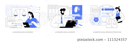 AI in jurisprudence abstract concept vector illustrations. AI in jurisprudence abstract concept vector illustrations. 111324357