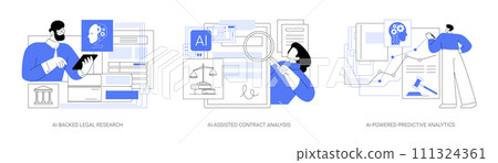 AI in Legal Services abstract concept vector illustrations. 111324361