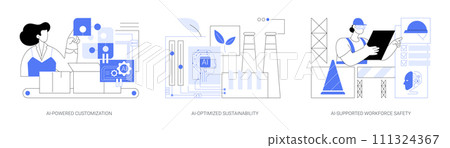 AI-Supported Manufacturing processes abstract concept vector illustrations. AI-Supported Manufacturing processes abstract concept vector illustrations. 111324367