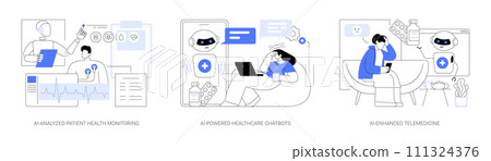 AI technology in Healthcare abstract concept vector illustrations. 111324376