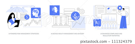Accounting and Financial Management with AI abstract concept vector illustrations. 111324379