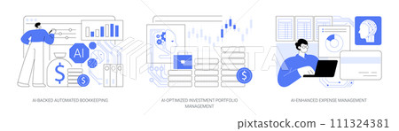Artificial Intelligence for financial management abstract concept vector illustrations. 111324381