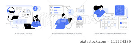 AI-Backed sales strategies abstract concept vector illustrations. 111324389