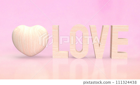 The Love and heart wood for valentines concept 3d rendering. 111324438