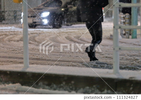Snow covered road image Snow covered road image 111324827