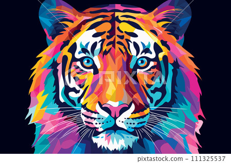AI-generated content. colorful tiger animal portrait vector illustration 111325537