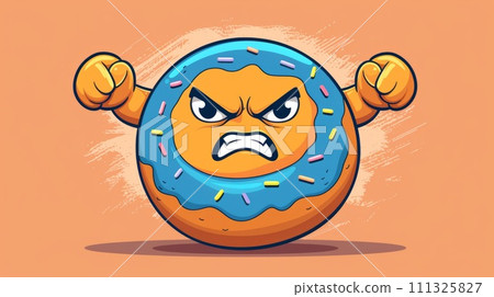 A cartoon donut with a blue face and sprinkles on it, AI A cartoon donut with a blue face and sprinkles on it, AI 111325827