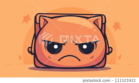 A cartoon face of a cat with angry eyes, AI 111325922