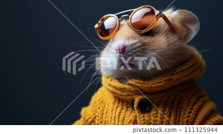 A hamster wearing a sweater and sunglasses with the caption "i'm so cute", AI A hamster wearing a sweater and sunglasses with the caption "i'm so cute", AI 111325944