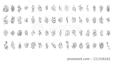 Set of sketch vector hand drawn black ink textured messy lines swirls, glyphs, wavy line frames, strokes scribbles for advertisement, mental struggling concept 111326202