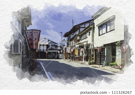 Watercolor style Etchu Yao Imamachi townscape Toyama City, Toyama Prefecture Watercolor style Etchu Yao Imamachi townscape Toyama City, Toyama Prefecture 111326267