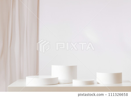 Photography studio background with simple white display stand Photography studio background with simple white display stand 111326658