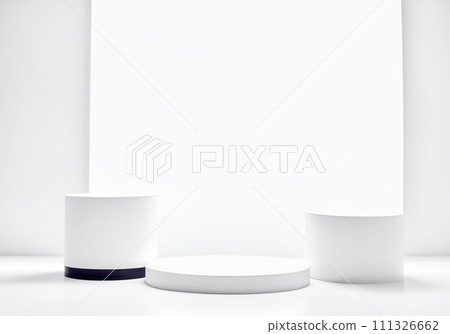 Photography studio background with simple white display stand Photography studio background with simple white display stand 111326662