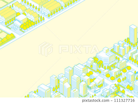 Three-dimensional view of the townscape. Cityscape. 111327716