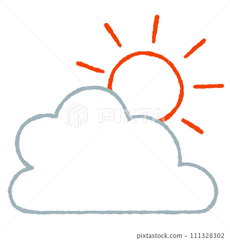簡單的太陽和雲插畫 111328302