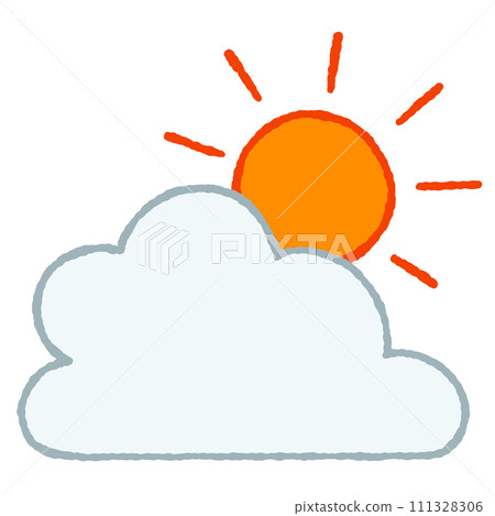 簡單的太陽和雲插畫 111328306