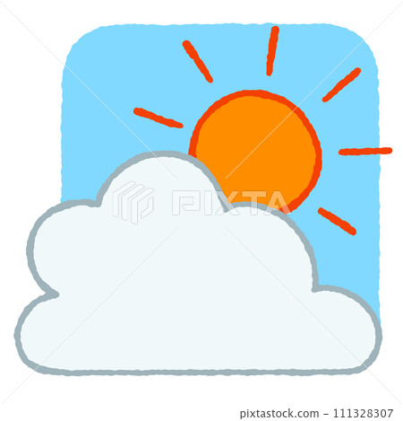簡單的太陽和雲插畫 111328307