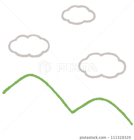 Simple mountain and cloud illustration 111328320