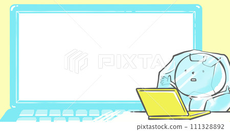 [Eye catch that can be used on blogs] White person freezing in front of a laptop 05 111328892