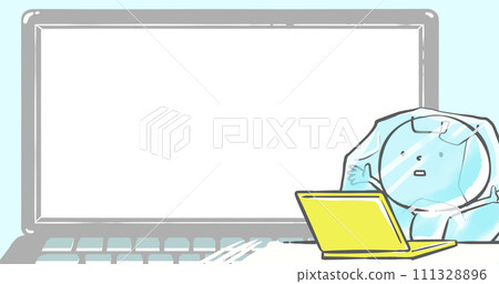 [Eye catch that can be used on blogs] White person freezing in front of a laptop 07 111328896