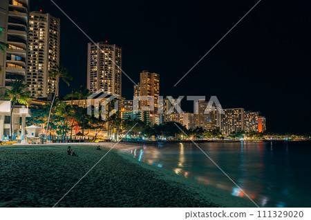 Hawaii night view and Waikiki Beach Hawaii night view and Waikiki Beach 111329020