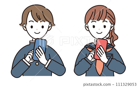 Students talking on smartphones 111329053