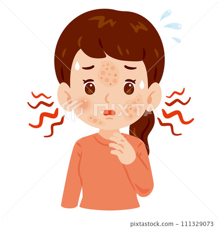 A woman with a rash on her face A woman with a rash on her face 111329073