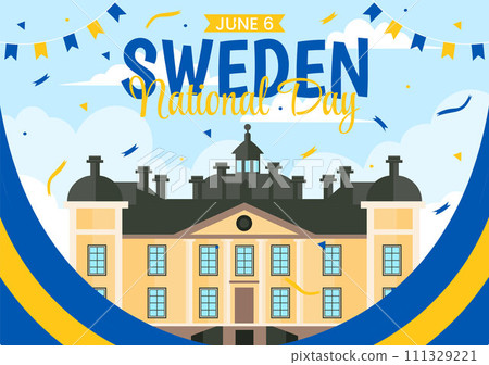 Sweden National Day Vector Illustration on 6 June Celebration with Swedish Flag and Ribbon in Holiday Celebration Flat Cartoon Background Sweden National Day Vector Illustration on 6 June Celebration with Swedish Flag and Ribbon in Holiday Celebration Flat Cartoon Background 111329221