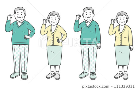 老年超重男女做膽量對角姿勢 老年超重男女做膽量對角姿勢 111329331