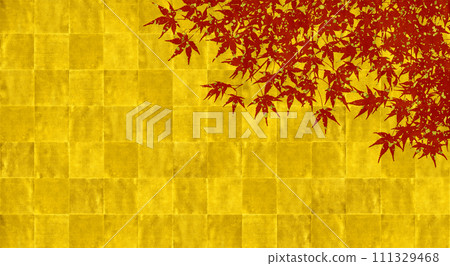 A Rinpa-style gold folding screen with a silhouette of a maple leaf sprinkled with gold leaf. A Rinpa-style gold folding screen with a silhouette of a maple leaf sprinkled with gold leaf. 111329468