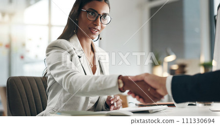 Interview, human resources and handshake, business people in conversation and hiring, b2b and recruitment. Woman HR manager shaking hands, communication and networking, onboarding and collaboration Interview, human resources and handshake, business people in conversation and hiring, b2b and recruitment. Woman HR manager shaking hands, communication and networking, onboarding and collaboration 111330694