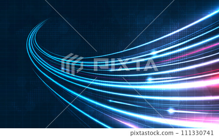 Blue light streak, fiber optic, speed line, futuristic background for 5g or 6g technology wireless data transmission, high-speed internet in abstract. internet network concept. vector design. 111330741