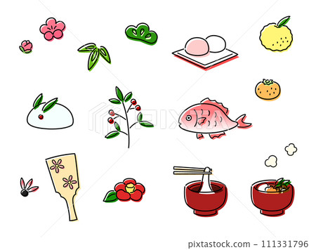 Simple New Year illustration set color shift 111331796