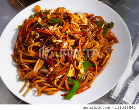Fried noodles with vegetables Fried noodles with vegetables 111331846