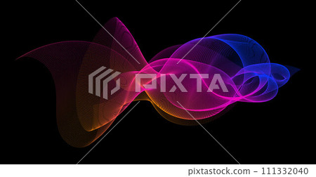 Gradient wave line blend form. Abstract blue pink orange flowing lines design element. Dynamic neon line smoky shape. Sound waves or ai illustration concept. Vector curved pattern background Gradient wave line blend form. Abstract blue pink orange flowing lines design element. Dynamic neon line smoky shape. Sound waves or ai illustration concept. Vector curved pattern background 111332040