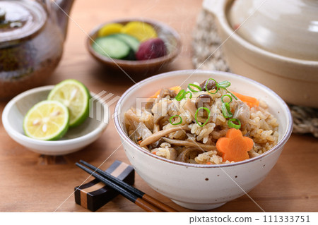 Cooked Mushroom Rice 111333751